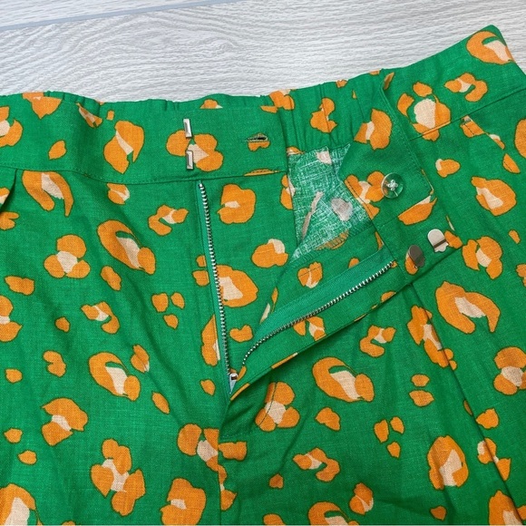 Tabitha Brown Target Linen Blend Green Orange Leopard Pleated Shorts size L - Picture 9 of 15
